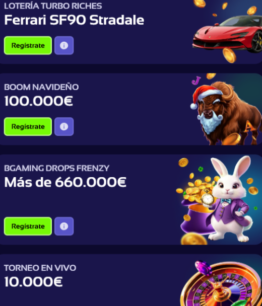 Las bonificaciones de Browinner están disponibles para los jugadores de España tras registrarse.